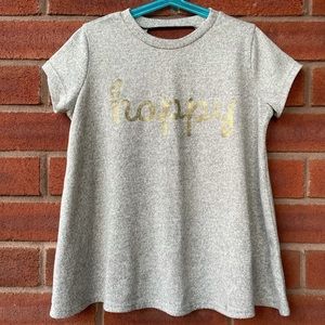 Short Sleeve Soft Tee Happy Gold Writing 10 y/o